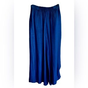 ASOS Blue Silky Wide Leg Pants High Waisted Cropped